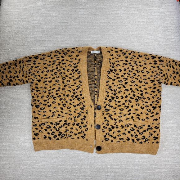 Ces Femme Leopard Print Oversized Cardigan Medium Wool Angora Blend - Picture 1 of 16